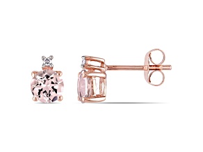 Moranite and Diamond 10K Pink Gold Earrings 0.98ctw