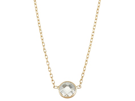 White Lab Created Sapphire 10K Yellow Gold Station Necklace 1.00ctw