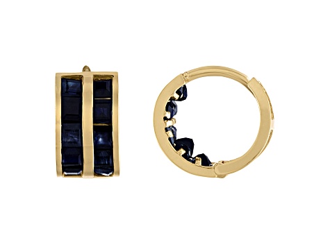Black Sapphire Men's Huggie Earrings in 14 Gold 1.4 ctw