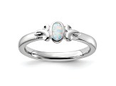 Sterling Silver Stackable Expressions Lab Created Opal Ring 0.08ctw