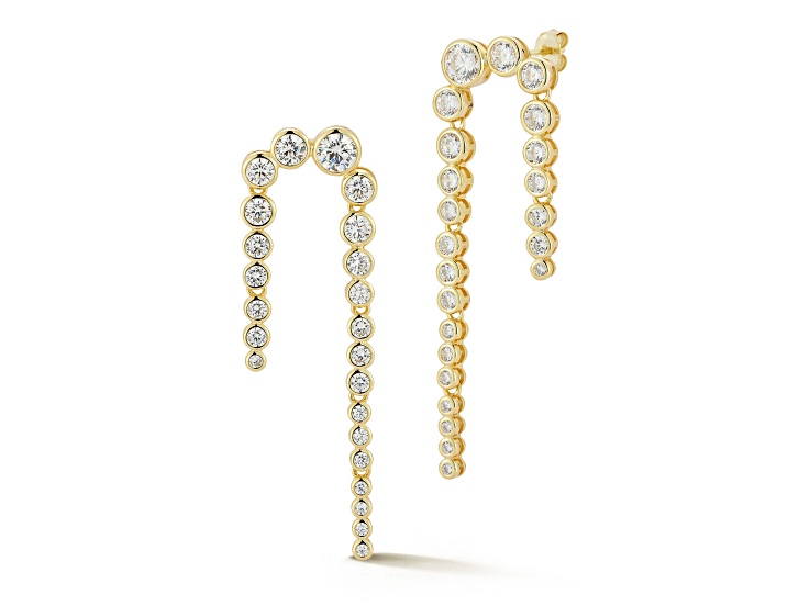Rachel Zoe 14K Yellow Gold Over Sterling Silver Graduating Tennis Drop Earrings with Cubic Zirconia