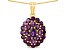 Purple Amethyst 18K Yellow Gold Over Sterling Silver Cluster Necklace