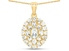 Blue Topaz 18K Yellow Gold Over Sterling Silver Cluster Necklace