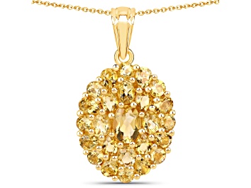 Picture of Yellow Citrine 18K Yellow Gold Over Sterling Silver Cluster Necklace