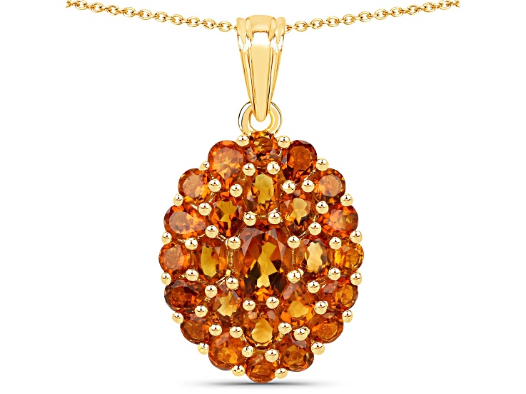 Citrine 18K Yellow Gold Over Sterling Silver Cluster Necklace