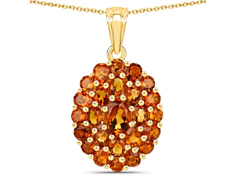 Citrine 18K Yellow Gold Over Sterling Silver Cluster Necklace