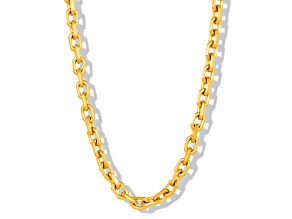 Invicta Jewelry Men's Beveled Edge Rectangular Link Yellow Steel Chain Necklace (8.5mm) - 24"