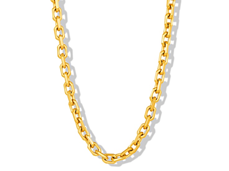 Invicta Jewelry Men's Beveled Edge Rectangular Link Yellow Steel Chain Necklace (8.5mm) - 24"