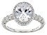 Judith Ripka Bella Luce® Diamond Simulant Rhodium Over Sterling Silver Halo Ring 4.10ctw