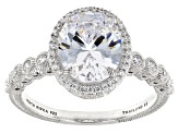 Judith Ripka Bella Luce® Diamond Simulant Rhodium Over Sterling Silver Halo Ring 4.10ctw