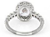 Judith Ripka Bella Luce® Diamond Simulant Rhodium Over Sterling Silver Halo Ring 4.10ctw
