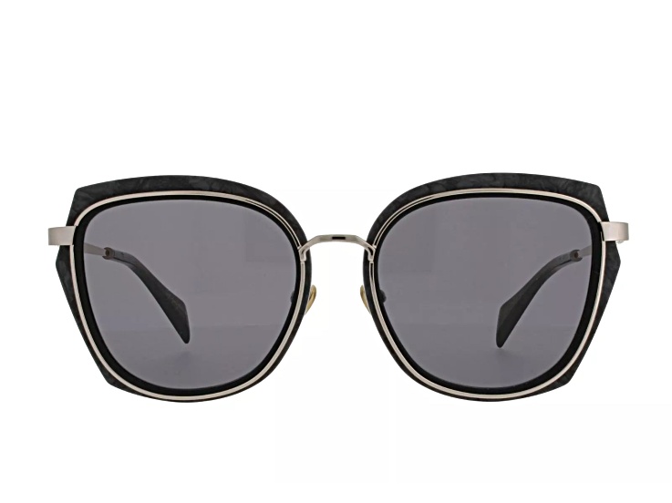 サングラス YOHJI YAMAMOTO Woman Sunglasses Black SLOOK13 A001 Yohji Yamamoto Ladies Sunglasses Cat Eye Black and Grey