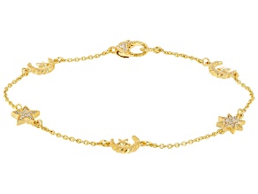 Judith Ripka 0.33ctw Bella Luce® 14K Gold Clad Sterling Silver Moon And Stars Anklet