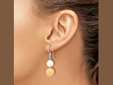 Sterling Silver Polished White Howlite and Yellow Jadeite Dangle Earrings