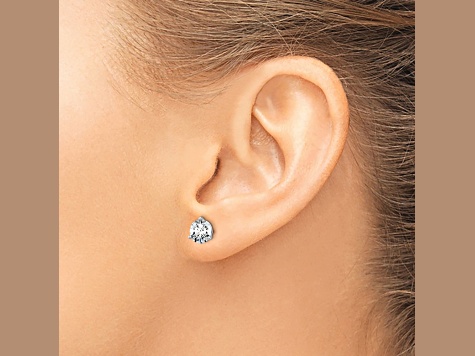 Rhodium Over 14K Gold Certified Lab Grown Diamond 1 1/2ct. VS/SI GH+, 3 Prong Stud Earrings