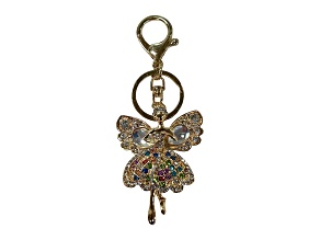 Gold Tone Fairy Princess Multi Crystal Key Chain