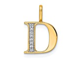 14K Yellow Gold Diamond Letter D Initial Pendant