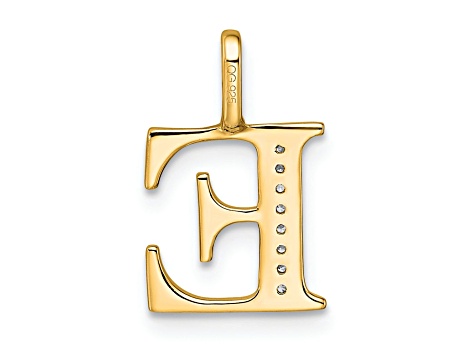 14K Yellow Gold Diamond Letter E Initial Pendant