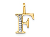 14K Yellow Gold Diamond Letter F Initial Pendant