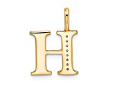 14K Yellow Gold Diamond Letter H Initial Pendant