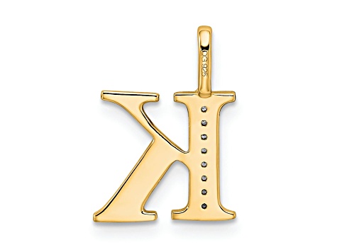 14K Yellow Gold Diamond Letter K Initial Pendant