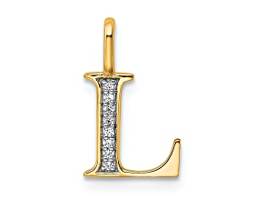 14K Yellow Gold Diamond Letter L Initial Pendant
