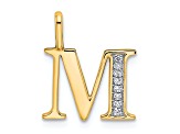 14K Yellow Gold Diamond Letter M Initial Pendant