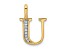 14K Yellow Gold Diamond Letter U Initial Pendant