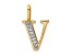 14K Yellow Gold Diamond Letter V Initial Pendant