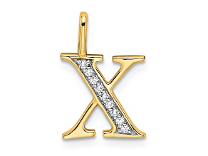 14K Yellow Gold Diamond Initial X Initial Pendant