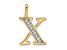 14K Yellow Gold Diamond Initial X Initial Pendant