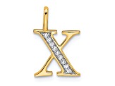 14K Yellow Gold Diamond Initial X Initial Pendant