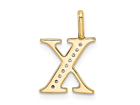 14K Yellow Gold Diamond Initial X Initial Pendant