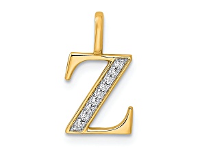 14K Yellow Gold Diamond Letter Z Initial Pendant