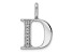 14K White Gold Diamond Letter D Initial Pendant