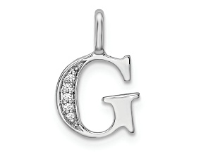 14K White Gold Diamond Letter G Initial Pendant