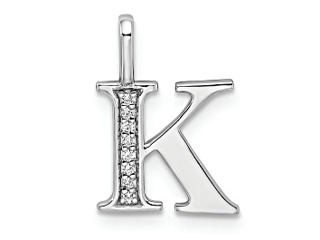 Picture of 14K White Gold Diamond Letter K Initial Pendant