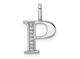 14K White Gold Diamond Letter P Initial Pendant