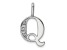 14K White Gold Diamond Letter Q Initial Pendant