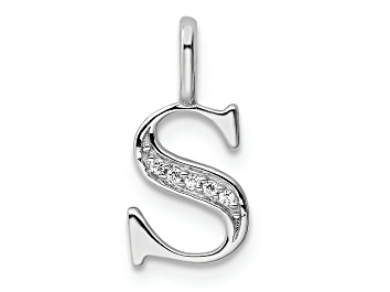 Picture of 14K White Gold Diamond Letter S Initial Pendant