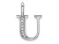 14K White Gold Diamond Letter U Initial Pendant