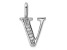 14K White Gold Diamond Letter V Initial Pendant