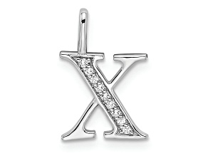 14k White Gold Diamond Letter X Initial Pendant