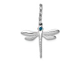 Rhodium Over 14k White Gold Blue and White Diamond Dragonfly Pendant