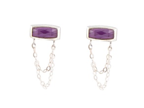 Barse Jewelry Amethyst Sterling Silver Hammered Earrings