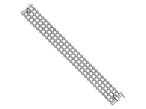 18K White Gold Diamond 4 Row 7.25-inch Bracelet 8.26ctw