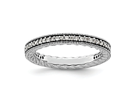 Sterling Silver Stackable Expressions Polished Diamond Ring 0.288ctw