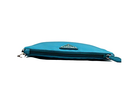 Prada Tessuto Turquoise Nylon Cosmetic Case Wristlet Clutch Bag