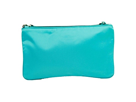 Prada Tessuto Turquoise Nylon Cosmetic Case Wristlet Clutch Bag