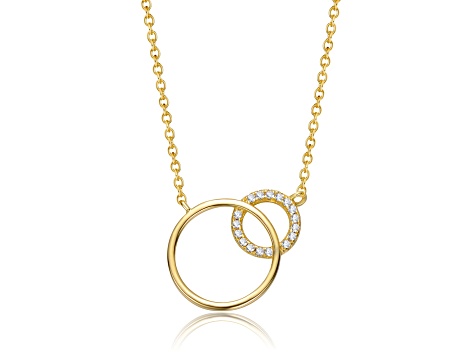 Clear Cubic Zirconia, 14k Gold Plated over Brass Entwined Triple Eternity Circle Necklace